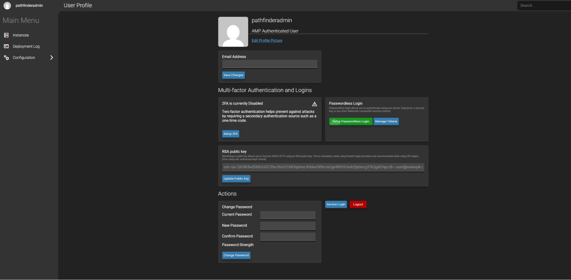 User account settings